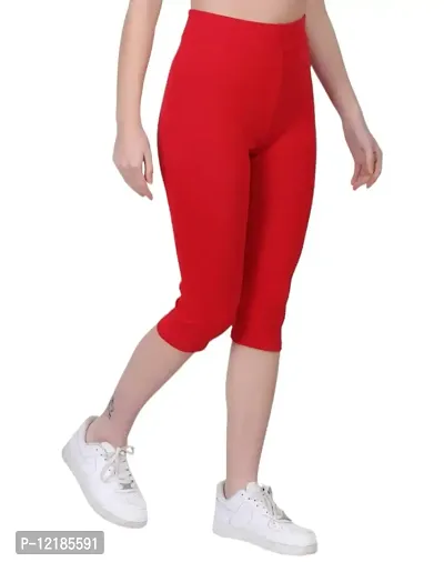 FashionWala Women's Capri Pants (L, Red & Black)-thumb3