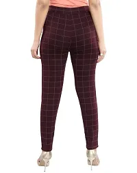 FashionWala Women's Formal Check Pant with Pockets (XL, Maroon)-thumb2