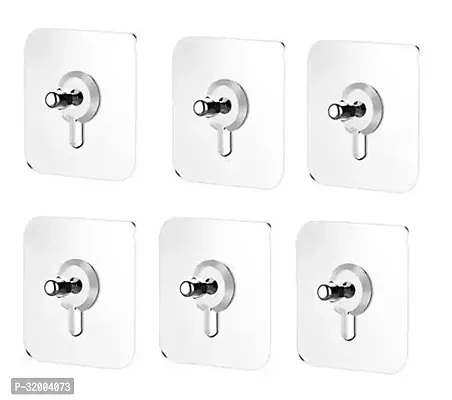 Heavy Duty Wall Hooks for Hanging  Durable Practical Transparent Strong Adhesive  Pack of 6-thumb0