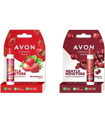 AVON Naturals Strawberry  Cherry Lip Balm Combo Pack (4.5g each) Strawberry, Cherry  (Pack of: 2, 9 g)