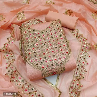 Beautiful Chanderi Silk Dress Material with Dupatta For Women