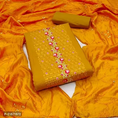 Attractive Art Silk Unstitched Dress Material with Dupatta