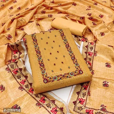 Attractive Art Silk Unstitched Dress Material with Dupatta-thumb0