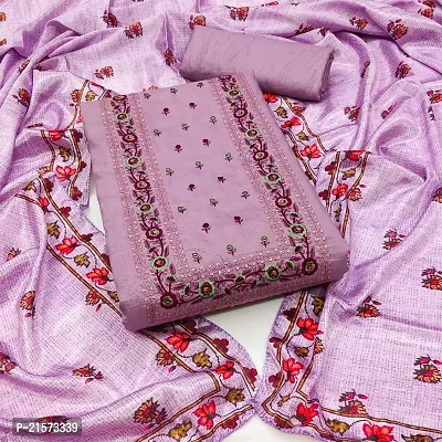 Attractive Art Silk Unstitched Dress Material with Dupatta