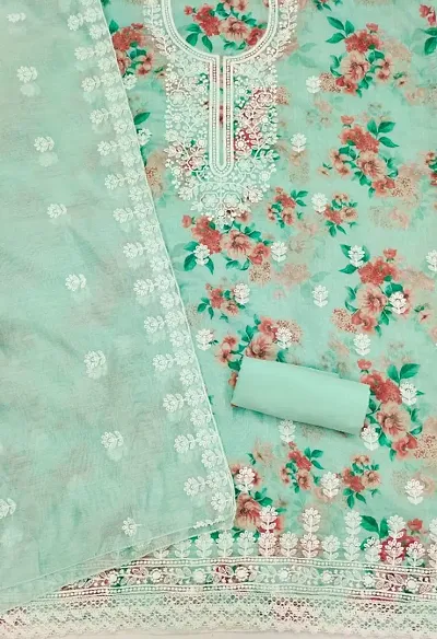 Stylish Chanderi Silk Embroidered Unstitched Suits