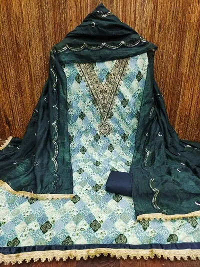 Stylish Cotton Slub Embroidered Unstitched Suit
