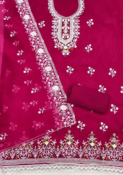 Fancy Organza Embroidered Unstitched Suit