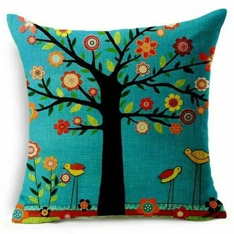 Ubersweet® N, 45x45cmHand Printed Parrot Peacock Pillow Covering Flamingos Linen Cotton Cushion Decorative Throw Pillows sofa cushion