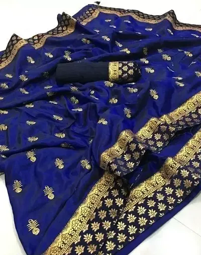 Silk Blend Embroidered Jacquard Lace Border Sarees