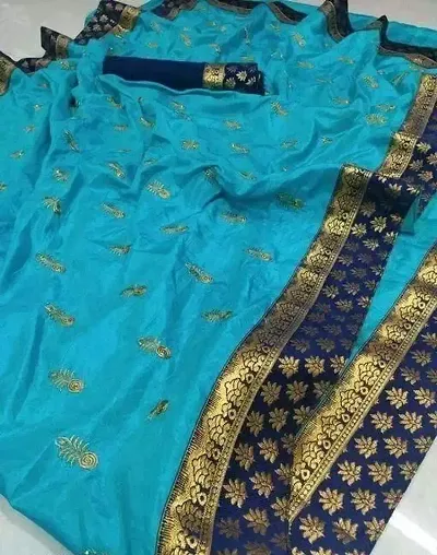 Attractive Silk Blend Saree with Blouse piece 