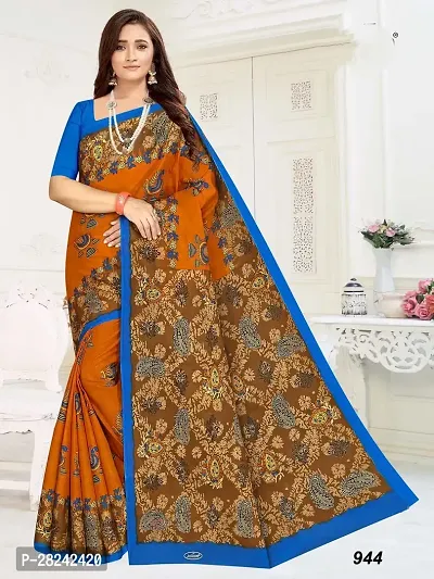 Stylish Cotton Saree with Blouse piece For Women-thumb0