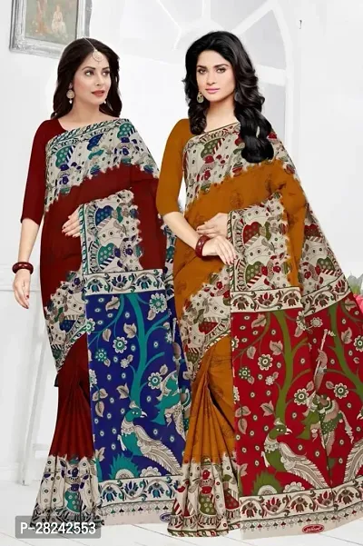 Stylish Cotton Saree with Blouse piece For Women Pack Of 2