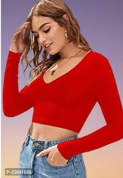 Casual Regular Sleeves Solid Women Red Top-thumb0