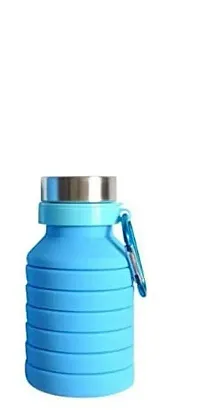G.FIDEL Silicone Water Bottles for Sports, Trekking, Cycling, Gym, School Water Bottles with Snap Hook, Sport Drink, Kettle, Collapsible Water Bottles Blue (500ml)-thumb2