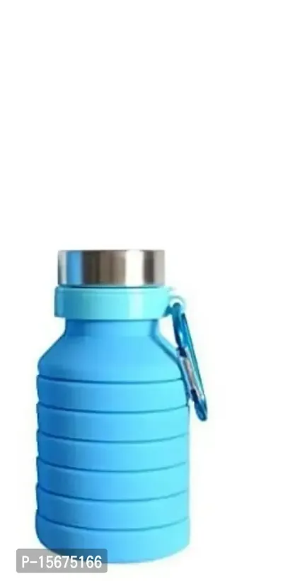 G.FIDEL Silicone Water Bottles for Sports, Trekking, Cycling, Gym, School Water Bottles with Snap Hook, Sport Drink, Kettle, Collapsible Water Bottles Blue (500ml)-thumb3