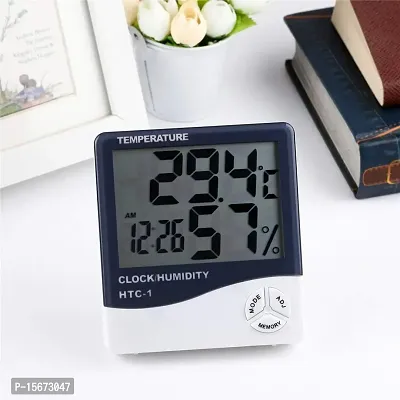 G.FIDEL Room Humidity and Temperature Meter Plastic Digital Clock and Accurate Temperature Indicator Wall Mounting and Table Top LCD Digital Alarm Clock Monitor for Indoor/Outdoor-thumb2