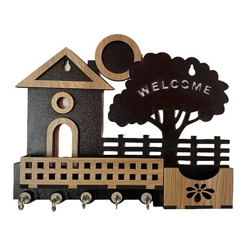 Sweet Home Design Wooden Keychain Mobile Holder Designer Stylish Wall Home Office Hall bedroon Living Room Decor Gift