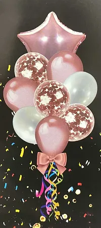 G.FIDEL 9 Pcs Party Balloons, Star Balloons Latex & Confetti balloons Combo For Birthday Decoration Items For Kids, Girls, Wife Balloon