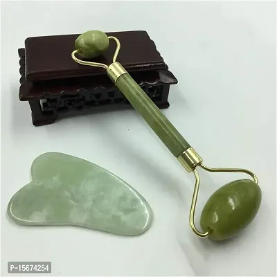 G.Fidel Facial Massager Jade Roller  Gua Sha Tool 100% Natural Himalayan Stone for Face Neck Healing Skin Wrinkles  Serum Application-thumb2