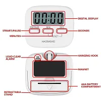 G.FIDEL Digital Kitchen Timer/Stopwatch Timer/Clock with Alarm and Magnetic Stand for Exercise (White)-thumb3