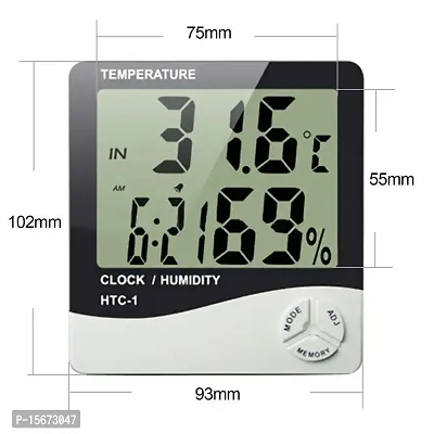 G.FIDEL Room Humidity and Temperature Meter Plastic Digital Clock and Accurate Temperature Indicator Wall Mounting and Table Top LCD Digital Alarm Clock Monitor for Indoor/Outdoor-thumb5