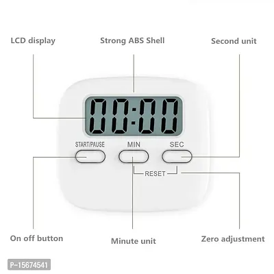 G.FIDEL Digital Kitchen Timer/Stopwatch Timer/Clock with Alarm and Magnetic Stand for Exercise (White)-thumb5