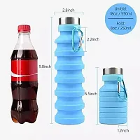 G.FIDEL Silicone Water Bottles for Sports, Trekking, Cycling, Gym, School Water Bottles with Snap Hook, Sport Drink, Kettle, Collapsible Water Bottles Blue (500ml)-thumb4