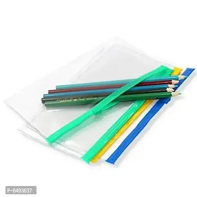Pack of 4 Zippy Bags Pencil Pouches for Kids Strong Clear Pencil Case for Kids or Office use-thumb0