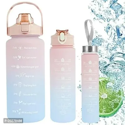 3 Set of Bottles | Water Bottle with Straw Time Marker, Portable Water Cups for Sports, Fitness | 2000ML 900ML 500ML(MULTI - COLOR) Sports Bottles-thumb2