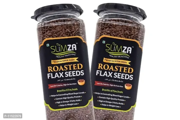 Slimza Healthy Premium Roasted Flax Seed (400gm) | High Protein, Fiber | Weight Loss | No Preservative | 2x200gm-thumb0