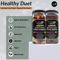 Slmza Premium Daily Healthy Dose Mix (410gm) | Anytime Fruit Punch  Roasted Flax Seeds | Vegan | High Fiber Combo (Anytime Fruit Punch 210gm, Roasted Flax Seeds 200gm)-thumb1