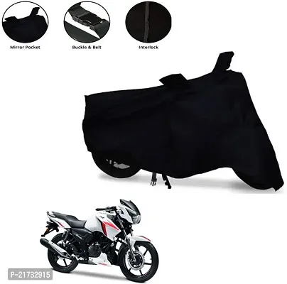 TVS Apache RTR 160 Body Cover 100% Waterproof Uv Protection Two Wheeler Cover (Black)-thumb0