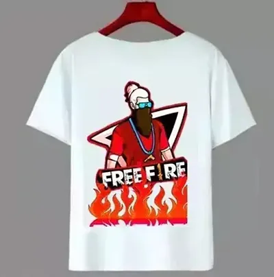 WHITE POLYESTER BOYS T SHIRTS WITH FREEFIRE COLOUR PRINT