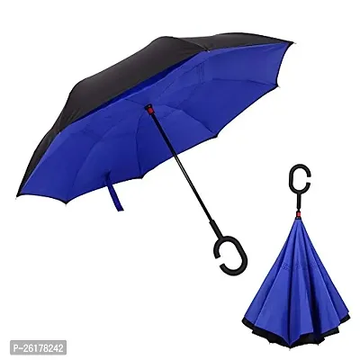 VGMAX Umbrella Windproof, Reverse Umbrella, Umbrellas for Women with UV Protection, Upside Down Umbrella with C-Shaped Handle(DARK BLUE)-thumb3