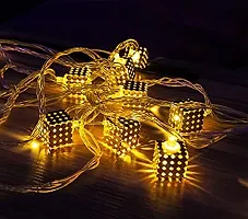 VGMAX Golden Metal Cube Shape String Light for Indoor Outdoor Patio Garden Holiday Home Ramadan Wedding Party Christmas Tree New Year Decorations(Warm White Light) (Metal Cube LED Light 16 Lamps)-thumb2
