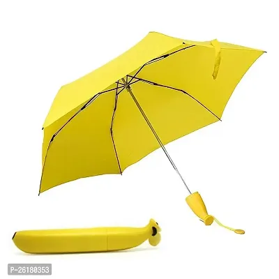 VGMAX Yellow Stylish Banana Shaped Mini Foldable Umbrella for Women