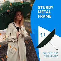 VGMAX Umbrella Windproof, Reverse Umbrella, Umbrellas for Women with UV Protection, Upside Down Umbrella with C-Shaped Handle (GREEN)-thumb4