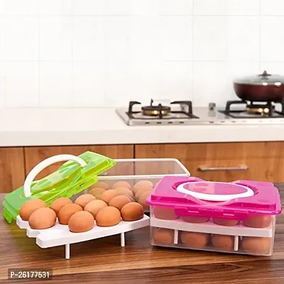 WHITE PARI Double Layer Plastic Kitchen Refrigerator 32 Grid Egg Storage Box-thumb5