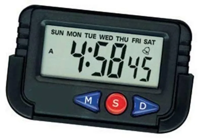 VGMAX Plastic Digital LCD Alarm Table Desk Car Calendar Clock Timer Stopwatch (Multicolor)