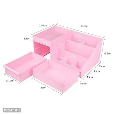 Desktop Makeup Organizer Jewelry and Cosmetic Storage Box 2 Drawer 7 Compartment for - Great for Bathroom, Dresser, Vanity and Countertop Plastic Storage Box-1 pcs-thumb3