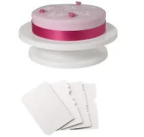 VGMAX Combo Set of Plastic Revolving Turn Table Cake Stand with 3 Scraper-thumb1