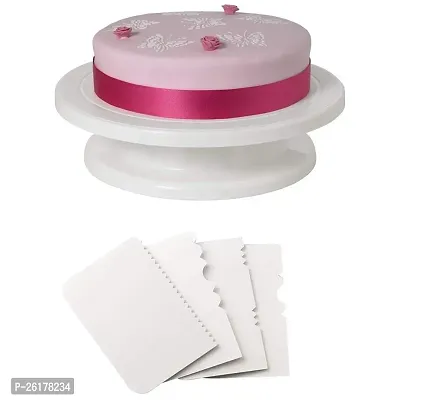 VGMAX Combo Set of Plastic Revolving Turn Table Cake Stand with 3 Scraper-thumb2