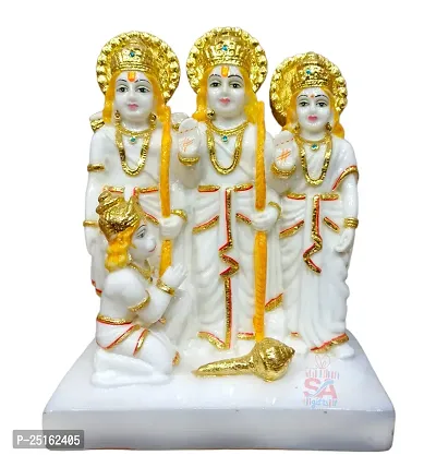India Ka Bazar Marble Look Ram Darbar Statue Murti Idol For Pooja Room Home Temple 6 Inch( Multicolour)-thumb0