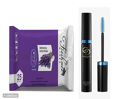 Refreshing Face Wipes With GIORDANI GOLD Iconic Grand Waterproof Mascara-Colour Black