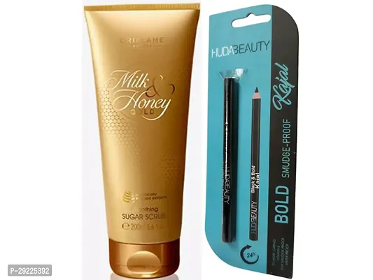 ORIFLAME MILK  HONEY GOLD Smoothing Sugar Scrub-200 ML.With Black Kajal.