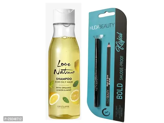 Oriflame Love Nature Shampoo for oily Hair With Organic Lemon  Mint  (250 ml). With Black Kajal.-thumb0