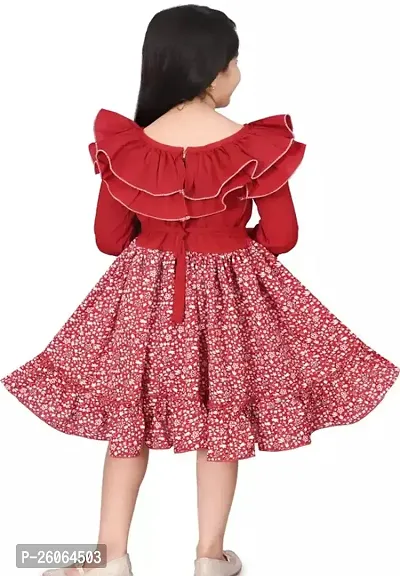 Fabulous Red Cotton Printed Frocks For Girls-thumb2
