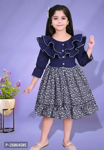 Fabulous Blue Cotton Printed Frocks For Girls