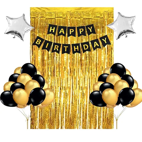 Happy Birthday Decorations Happy Birthday Decoration Items Kit Curtain Banner Metallic Balloons star foil Balloon and Balloons will look great for various occasions such as birthday party, bridal show
