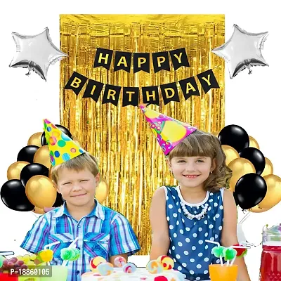 Happy Birthday Decorations Happy Birthday Decoration Items Kit Curtain Banner Metallic Balloons star foil Balloon and Balloons will look great for various occasions such as birthday party, bridal show-thumb3